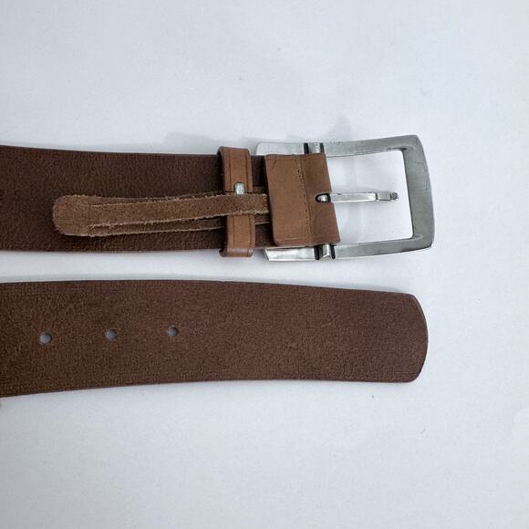 Neiman Marcus Genuine Brown Leather Women’s Belt Square Silver Tone Buckle | S main image 6